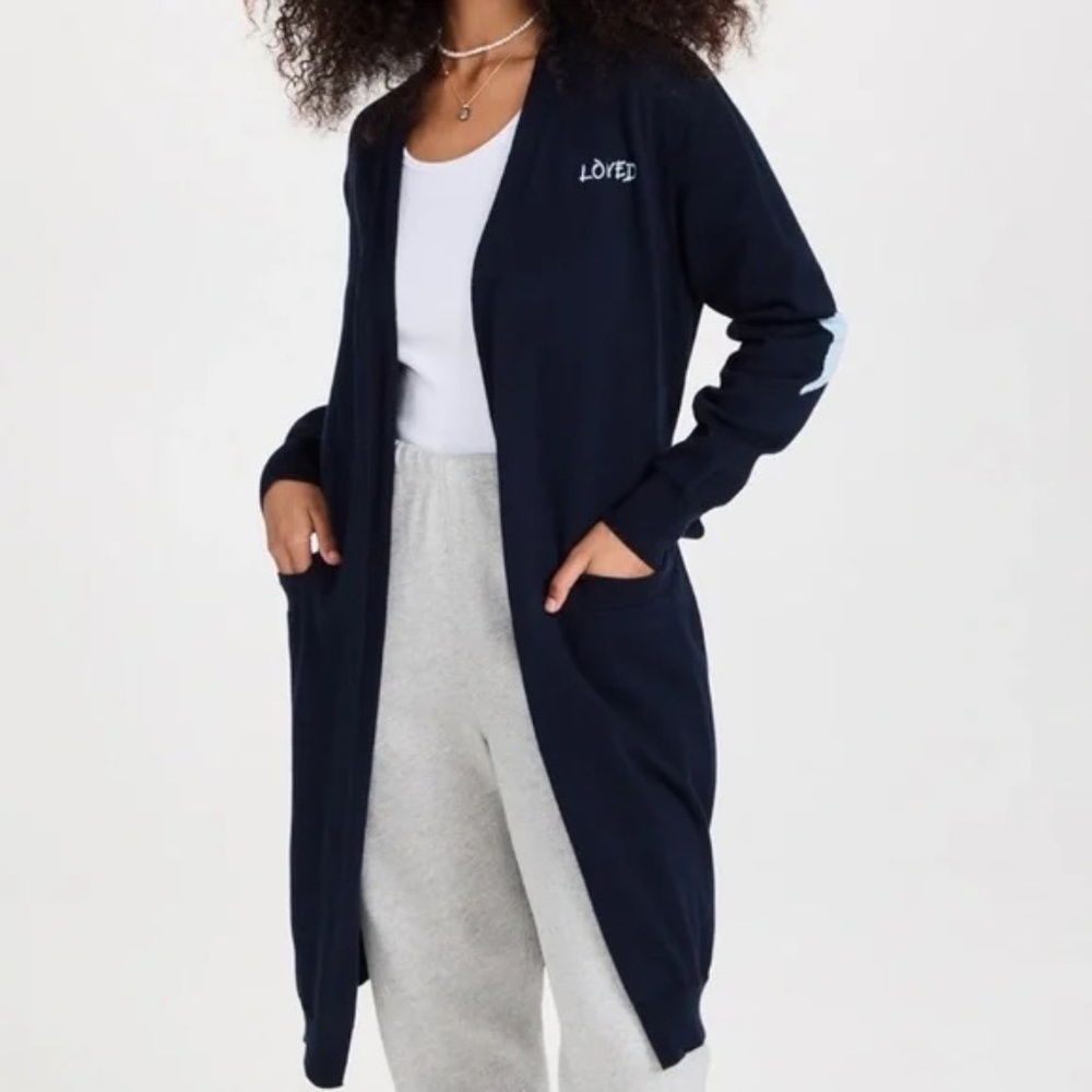 Kerri Rosenthal X Roller Rabbit London Long Navy Knit Cardigan Robe
